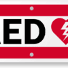 AED wall sign, aluminum, flat, 6”x18”,  right arrow