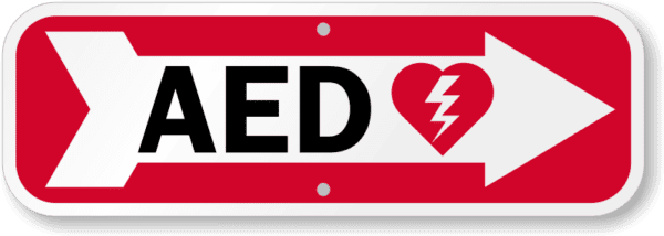 AED Wall Sign-Right Arrow, flat aluminum, 6" x 18" - Image 2