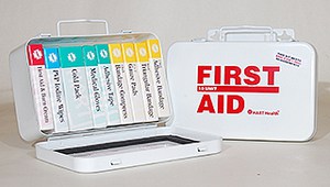 10 Unit First Aid Kit, ANSI, Metal Box