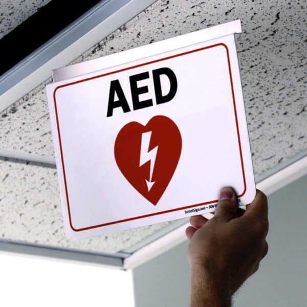 AED Sign for Ceiling (2-Sided), 7"x10" - Image 2