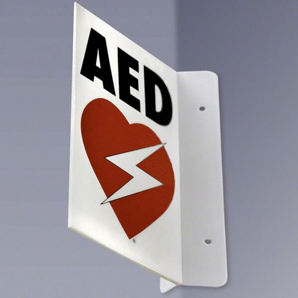 AED Wall Sign, Perpendicular or Triangular, 14.75" x 9" Vinyl - Image 2