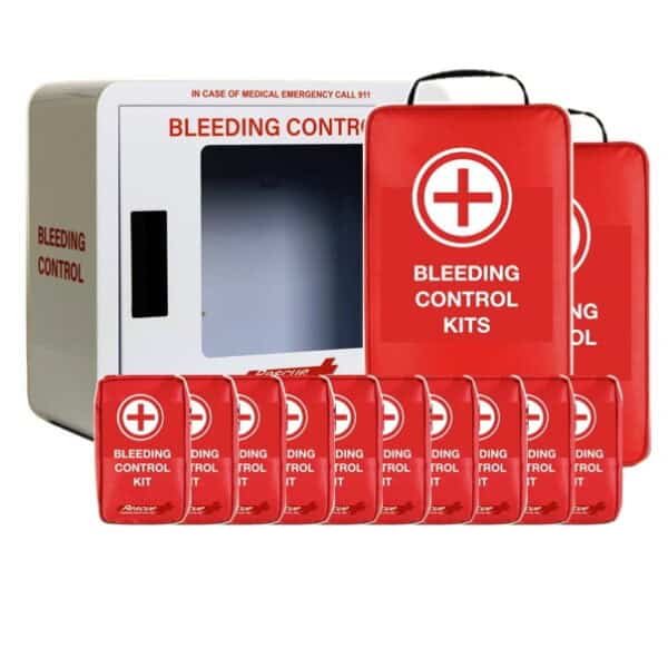 Bleeding Control Cabinet, large, with 10 Bleeding Control Kits in 2 Carry Bags