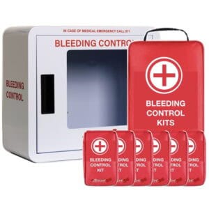 Bleeding Control Cabinet, large, with 6 Bleeding Control Kits in a Carry Bag