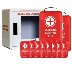 Bleeding Control Cabinet, large, with 8 Bleeding Control Kits in 2 Carry Bags