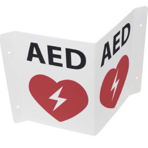 AED wall sign, vinyl, triangular/3D, 9”x9”x5”